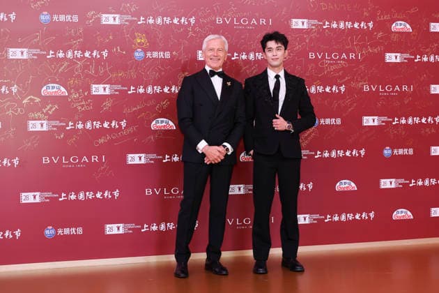 SHANGHAI, CHINA - JUNE 20: Actor Leo Wu Lei (R) arrives at the red carpet of the closing ceremony for the 28th Shanghai International Film Festival on June 20, 2026 in Shanghai, China.  Copyright: xVCGx 111649393070