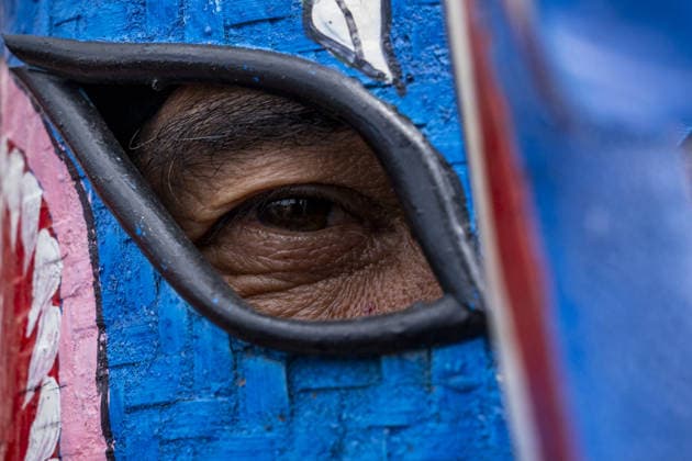 Phi Ta Khon Ghost Festival in Thailand DAN SAI, THAILAND - JUNE 21: The eye of a festival participant is seen through a colorful traditional mask during the annual Phi Ta Khon (Ghost Festival) in Dan Sai, Thailand, on June 21, 2026. The festival is based on a Buddhist tale about one of the Buddha s previous lives, in which he was presumed dead during a journey. His eventual return sparked celebrations so exuberant that they were said to awaken the dead. Adryel Talamantes Anadolu Dan Sai Thailand. Editorial use only. Please get in touch for any other usage.  Copyright: x2026xAnadoluxAdryelxTalamantesx