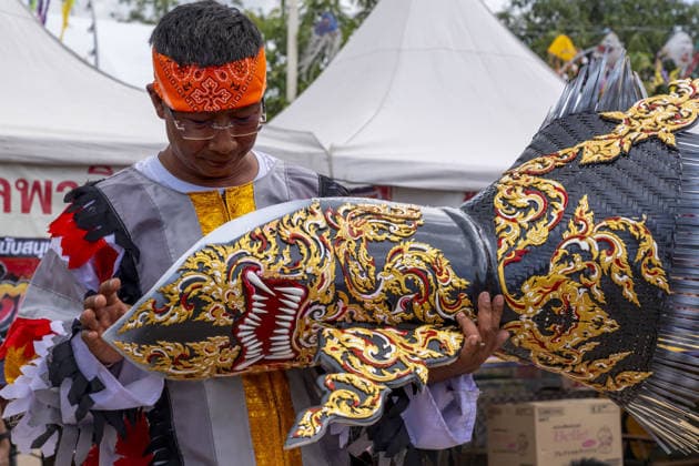 Phi Ta Khon Ghost Festival in Thailand DAN SAI, THAILAND - JUNE 21: A participant carries a decorative prop during the annual Phi Ta Khon (Ghost Festival) in Dan Sai, Thailand, on June 21, 2026. The festival is based on a Buddhist tale about one of the Buddha s previous lives, in which he was presumed dead during a journey. His eventual return sparked celebrations so exuberant that they were said to awaken the dead. Adryel Talamantes Anadolu Dan Sai Thailand. Editorial use only. Please get in touch for any other usage.  Copyright: x2026xAnadoluxAdryelxTalamantesx