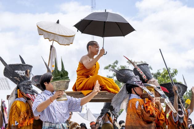 Phi Ta Khon Ghost Festival in Thailand DAN SAI, THAILAND - JUNE 21: A Buddhist monk is carried on a platform by festival participants wearing traditional masks during the annual Phi Ta Khon (Ghost Festival) in Dan Sai, Thailand, on June 21, 2026. The festival is based on a Buddhist tale about one of the Buddha s previous lives, in which he was presumed dead during a journey. His eventual return sparked celebrations so exuberant that they were said to awaken the dead. Adryel Talamantes Anadolu Dan Sai Thailand. Editorial use only. Please get in touch for any other usage.  Copyright: x2026xAnadoluxAdryelxTalamantesx