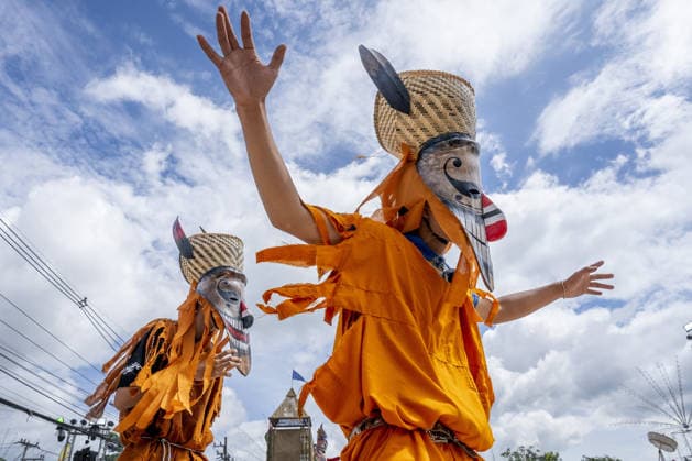 Phi Ta Khon Ghost Festival in Thailand DAN SAI, THAILAND - JUNE 21: Participants swearing a colorful traditional mask walk through the streets during the annual Phi Ta Khon (Ghost Festival) in Dan Sai, Thailand, on June 21, 2026. The festival is based on a Buddhist tale about one of the Buddha s previous lives, in which he was presumed dead during a journey. His eventual return sparked celebrations so exuberant that they were said to awaken the dead. Adryel Talamantes Anadolu Dan Sai Thailand. Editorial use only. Please get in touch for any other usage.  Copyright: x2026xAnadoluxAdryelxTalamantesx