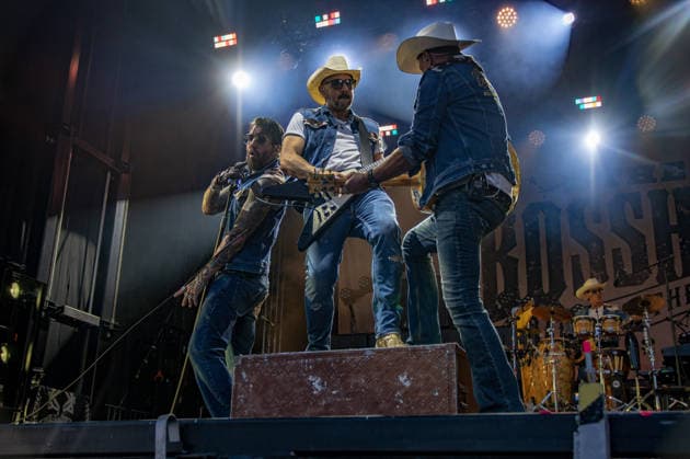 The Boss Hoss Back to the Boots LIVE Summer 2026, Kluturfabrik Cortendorf Concert, Live Music The Boss Hoss Back to the Boots LIVE Summer 2026 20 Jun 2026 Kluturfabrik Cortendorf, Coburg, Germany Image: Alec Boss Burns Völkel and Sascha Hoss Power, of The Boss Hoss, performing in the Kluturfabrik Cortendorf during Back to the Boots Tour. Copyright: xPresseFotoxEvansx