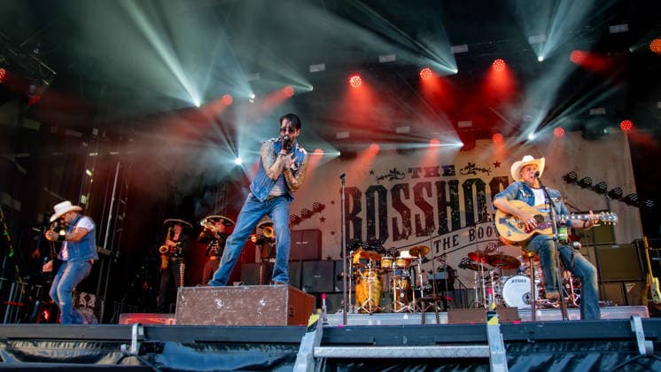 The Boss Hoss Back to the Boots LIVE Summer 2026, Kluturfabrik Cortendorf Concert, Live Music The Boss Hoss Back to the Boots LIVE Summer 2026 20 Jun 2026 Kluturfabrik Cortendorf, Coburg, Germany Image: Alec Boss Burns Völkel and Sascha Hoss Power, of The Boss Hoss, performing in the Kluturfabrik Cortendorf during Back to the Boots Tour. Copyright: xPresseFotoxEvansx