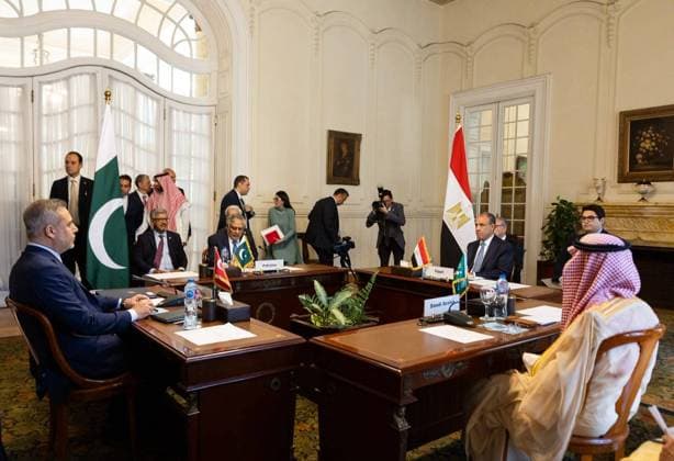 Turkish Foreign Minister Hakan Fidan in Egypt??????? CAIRO, EGYPT - JUNE 21: Turkish Foreign Minister Hakan Fidan (L) attends the 4th Turkiye-Egypt-Pakistan-Saudi Arabia Foreign Ministers Meeting during his official diplomatic visit to Cairo, Egypt on June 21, 2026. Murat Gok Anadolu Cairo Egypt. Editorial use only. Please get in touch for any other usage.  Copyright: x2026xAnadoluxMuratxGokx