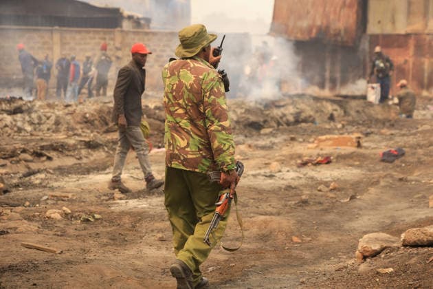 Blaze destroys shops at Nairobi s Gikomba Market NAIROBI, KENYA - JUNE 21: People inspect the damage and try to salvage their belongings after a fire broke out at Gikomba Market in Nairobi, Kenya, on June 21, 2026. Numerous shops were destroyed in the blaze as firefighters worked to contain the fire. Lucas Mukasa Anadolu Nairobi Kenya. Editorial use only. Please get in touch for any other usage.  Copyright: x2026xAnadoluxLucasxMukasax