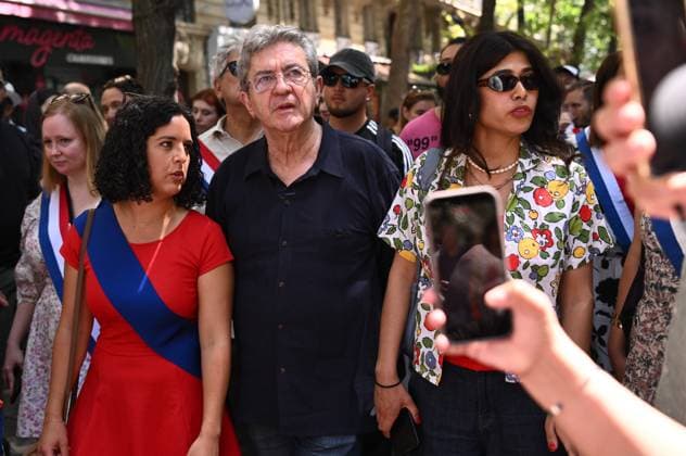 Jean-Luc Melenchon, leader of La France Insoumise and Rima HAssan, at the Rally Against Racism on 21 June 2026. - 21 06 2026 - France France Paris -  JulienxMattiax xLexPictorium LePictorium_0337000