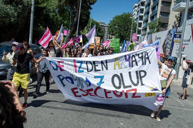 June 21, 2026, Istanbul, Istanbul, Turkey: Activists participate in the 12th Trans Pride March in the Kadikoy district of Istanbul, Turkey, on June 21, 2026. Following the conclusion of the march and after participants had dispersed, police detained several people, including journalists covering the event. The annual march was organized to raise awareness of transgender rights and issues affecting the LGBTQ+ community. Istanbul Turkey - ZUMAt171 20260621_zip_t171_005 Copyright: xAbdullahxTepelix