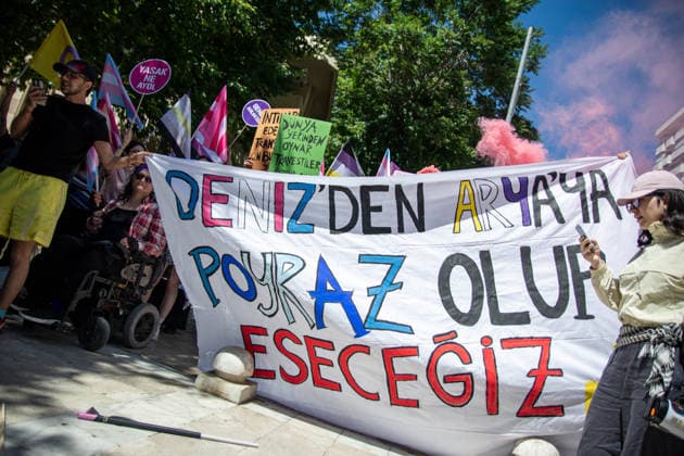 June 21, 2026, Istanbul, Istanbul, Turkey: Activists participate in the 12th Trans Pride March in the Kadikoy district of Istanbul, Turkey, on June 21, 2026. Following the conclusion of the march and after participants had dispersed, police detained several people, including journalists covering the event. The annual march was organized to raise awareness of transgender rights and issues affecting the LGBTQ+ community. Istanbul Turkey  - ZUMAt171 20260621_zip_t171_015 Copyright: xAbdullahxTepelix