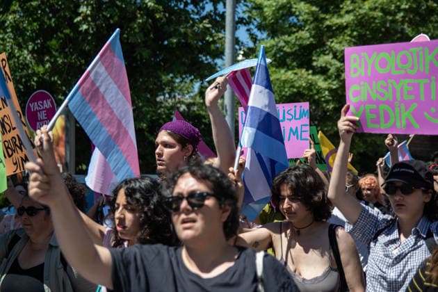 June 21, 2026, Istanbul, Istanbul, Turkey: Activists participate in the 12th Trans Pride March in the Kadikoy district of Istanbul, Turkey, on June 21, 2026. Following the conclusion of the march and after participants had dispersed, police detained several people, including journalists covering the event. The annual march was organized to raise awareness of transgender rights and issues affecting the LGBTQ+ community. Istanbul Turkey  - ZUMAt171 20260621_zip_t171_017 Copyright: xAbdullahxTepelix