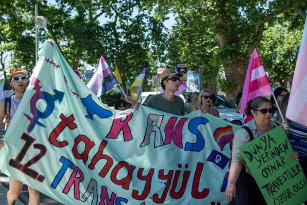 June 21, 2026, Istanbul, Istanbul, Turkey: Activists participate in the 12th Trans Pride March in the Kadikoy district of Istanbul, Turkey, on June 21, 2026. Following the conclusion of the march and after participants had dispersed, police detained several people, including journalists covering the event. The annual march was organized to raise awareness of transgender rights and issues affecting the LGBTQ+ community. Istanbul Turkey - ZUMAt171 20260621_zip_t171_025 Copyright: xAbdullahxTepelix