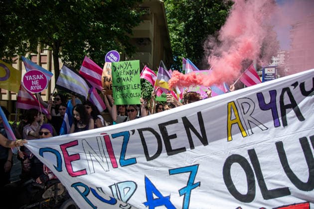 June 21, 2026, Istanbul, Istanbul, Turkey: Activists participate in the 12th Trans Pride March in the Kadikoy district of Istanbul, Turkey, on June 21, 2026. Following the conclusion of the march and after participants had dispersed, police detained several people, including journalists covering the event. The annual march was organized to raise awareness of transgender rights and issues affecting the LGBTQ+ community. Istanbul Turkey  - ZUMAt171 20260621_zip_t171_026 Copyright: xAbdullahxTepelix