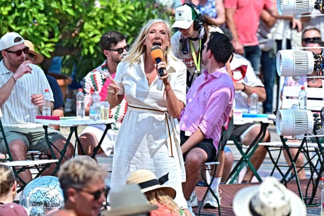 ZDF - Fernsehgarten. Fernsehmoderatorin Andrea Kiwi Kiewel während der ZDF - Unterhaltungsshow Fernsehgarten am 21.06.2026 in Mainz. 20260621MWI128936 *** ZDF Fernsehgarten TV host Andrea Kiwi Kiewel during the ZDF entertainment show Fernsehgarten on June 21, 2026, in Mainz 20260621MWI128936,detected_source_language