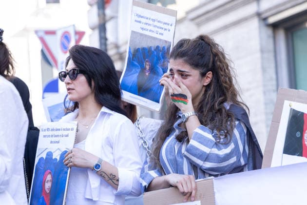 IPA85915170 - Rally in Piazza Santi Apostoli in Rome in solidarity with the women and people in Afghanistan who continue to suffer repression and serious human rights violations  Copyright: xMatteoxNardonex xx 85915170