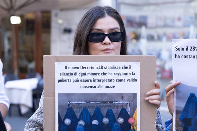 IPA85915051 - Rally in Piazza Santi Apostoli in Rome in solidarity with the women and people in Afghanistan who continue to suffer repression and serious human rights violations  Copyright: xMatteoxNardonex xx 85915051