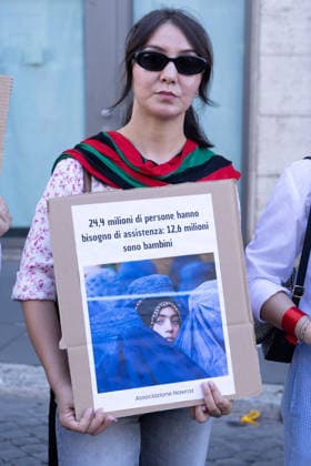 IPA85915042 - Rally in Piazza Santi Apostoli in Rome in solidarity with the women and people in Afghanistan who continue to suffer repression and serious human rights violations  Copyright: xMatteoxNardonex xx 85915042