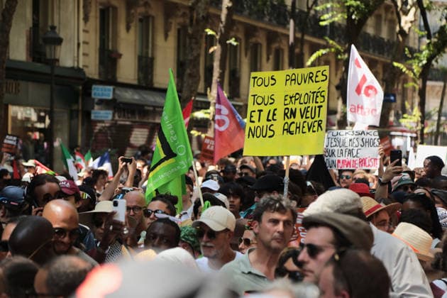 Anti-racism and anti-far-right demonstration held in Paris PARIS, FRANCE - JUNE 21: People gather for a protest against racism and the far-right in the Barbes neighborhood of Paris, Ile-de-France region, France on June 21, 2026. Mohamad Salaheldin Abdelghani Alsayed Anadolu Paris France. Editorial use only. Please get in touch for any other usage.  Copyright: x2026xAnadoluxMohamadxSalaheldinxAbdelghanixAlsayedx