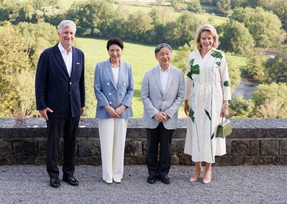 State Visit Of The Emperor And The Empress Of Japan to Belgium King Philippe - Filip of Belgium, Japanese Empress Masako, Japanese Emperor Naruhito and Queen Mathilde of Belgium pose for the family picture at the Royal Domain of Ciergnon during the official state visit of the Japanese Emperor and Empress to Belgium, on Sunday 21 June 2026, in Ciergnon. The Emperor and Empress of Japan visit Belgium from June 20-25. BELGA PHOTO POOL BENOIT DOPPAGNE Houyet Belgium  Copyright: xPoolxBenoitxDoppagnex