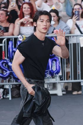 IPA85924164 - Milan, Milan Fashion Week Menswear Spring Summer 2027 - Men s Fashion, Spring Summer 2027 - Prada Afterparty - Guests arriving. Pictured: Greg Hsu (Taiwanese actor)  Copyright: xAlessandroxBremecx xx 85924164