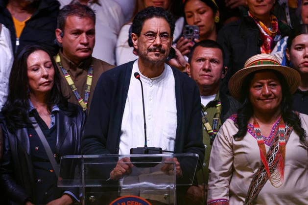 Preliminary results of the presidential runoff election announced in Colombia BOGOTA, COLOMBIA - JUNE 21: Presidential candidate Ivan Cepeda addresses his supporters after the preliminary results of the presidential runoff election were announced in Bogota, Colombia, on June 21, 2026. Leftist presidential candidate Ivan Cepeda acknowledged the preliminary results of the second round of the Colombian elections on Sunday, which gave a narrow victory to far-right candidate Abelardo de la Espriella, but announced that his campaign would challenge 33,000 polling stations during the official count. Lucas Aguayo Araos Anadolu Bogota Colombia. Editorial use only. Please get in touch for any other usage.  Copyright: x2026xAnadoluxLucasxAguayoxAraosx