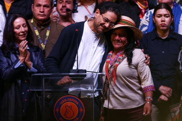 Preliminary results of the presidential runoff election announced in Colombia BOGOTA, COLOMBIA - JUNE 21: Presidential candidate Ivan Cepeda addresses his supporters after the preliminary results of the presidential runoff election were announced in Bogota, Colombia, on June 21, 2026. Leftist presidential candidate Ivan Cepeda acknowledged the preliminary results of the second round of the Colombian elections on Sunday, which gave a narrow victory to far-right candidate Abelardo de la Espriella, but announced that his campaign would challenge 33,000 polling stations during the official count. Lucas Aguayo Araos Anadolu Bogota Colombia. Editorial use only. Please get in touch for any other usage.  Copyright: x2026xAnadoluxLucasxAguayoxAraosx
