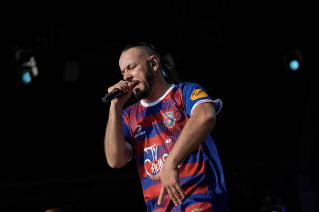ROCK IN RIO LISBOA 2026 ROCK IN RIO LISBOA: Sam The Kid performing at Palco Musica Valley on second day of Rock In Rio Lisboa, at Parque Tejo, in Lisbon, Portugal, this Sunday 21. (Photo: Bruno de Carvalho Brazil Photo Press) Lisboa Parque das Nacoes Lisboa Portugal Copyright: xBrunoxdexCarvalhox