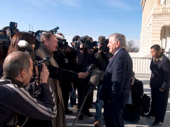 Ellison s Swearing in Makes History Jan 04, 2007; Washington, DC, USA; TONY BENNETT talks with the media outside the US Capitol at the start of the 110th congress. Tony was here for the swearing in of Nancy Pelosi Mandatory Credit: Photo by Michael Rieger ZUMA Press. ( ) Copyright 2007 by Michael Rieger Washington DC USA Copyright: xMichaelxRiegerx