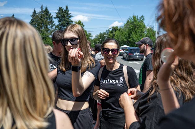 A one-day warning strike by employees of Czech Television and Czech Radio over planned changes to the funding of public media, in Hradec Kralove, Czech Republic, on June 22, 2026. Protesters in front of the Czech Radio Hradec Kralove building. (CTKxPhoto DavidxTanecek) CTKPhotoP2026062204403  CTKPhotoP2026062204403