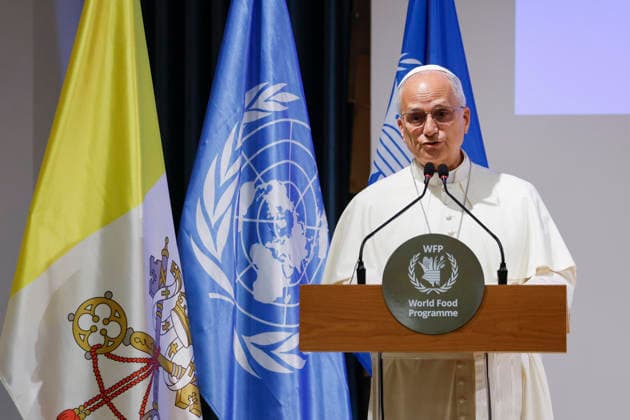 June 22, 2026, Rome, ITALY: Pope Leo XIV during his first visit to the United Nations World Food Programme (WFP) headquarter in Rome, Italy, 22 June 2027. ANSA FABIO FRUSTACI. Rome ITALY  - ZUMAa110 20260622_zaf_a110_002 Copyright: xFabioxFrustacix
