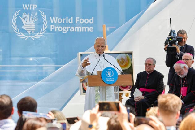June 22, 2026, Rome, ITALY: Pope Leo XIV during his first visit to the United Nations World Food Programme (WFP) headquarter in Rome, Italy, 22 June 2026. ANSA FABIO FRUSTACI. Rome ITALY  - ZUMAa110 20260622_zaf_a110_005 Copyright: xFabioxFrustacix