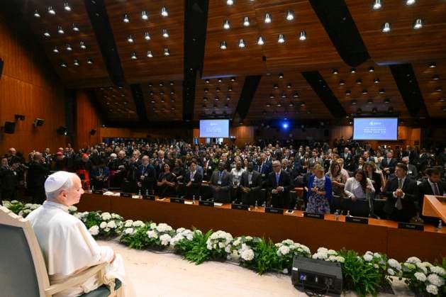 ITALY - POPE LEO XIV DURING A VISIT AT THE HEADQUARTERS OF WORLD FOOD PROGRAMME IN ROME - 2026 6 22 Italy, Rome, Vatican, 2026 6 22 Pope Leo XIV during a visit at the Headquarters of World Food Programme (WFP), in Rome EDITORIAL USE ONLY - NO BOOKS Copyright: xVATICANxMEDIAx