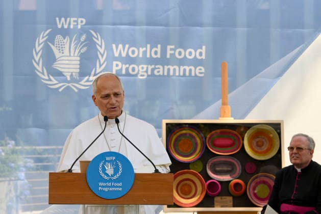 ITALY - POPE LEO XIV DURING A VISIT AT THE HEADQUARTERS OF WORLD FOOD PROGRAMME IN ROME - 2026 6 22 Italy, Rome, Vatican, 2026 6 22 Pope Leo XIV during a visit at the Headquarters of World Food Programme (WFP), in Rome EDITORIAL USE ONLY - NO BOOKS Copyright: xVATICANxMEDIAx