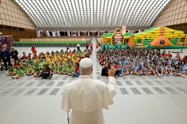 ITALY- REL VATICAN -POPE LEO XVI GREETS THE PARTICIPANTS IN THE SUMMER YOUTH CAMP June 22, 2026 ITALY REL June 22, 2026 Pope Leo XIV greets the participants in the Summer Youth Camp EDITORIAL USE ONLY - NO BOOKS Copyright: xVATICANxMEDIAx xCatholicxPressxPhotox