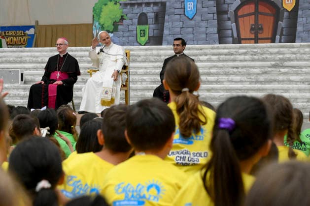 ITALY- REL VATICAN -POPE LEO XVI GREETS THE PARTICIPANTS IN THE SUMMER YOUTH CAMP June 22, 2026 ITALY REL June 22, 2026 Pope Leo XIV greets the participants in the Summer Youth Camp EDITORIAL USE ONLY - NO BOOKS Copyright: xVATICANxMEDIAx xCatholicxPressxPhotox