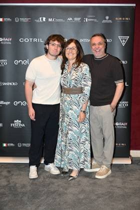 IPA85937279 - Rome: Casa del Cinema. Presentation of the Filming Italy Sardegna Festival. Pictured: Mattia Cirilli, Maria De Luca, Gabriele Cirilli  Copyright: xMaurizioxD Avanzox xDxAvanzo Provvisionatox 85937279