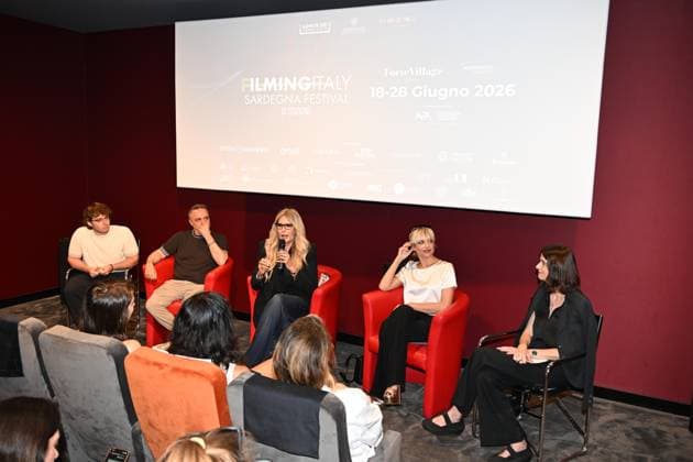 IPA85937384 - Rome: Casa del Cinema. Presentation of the Filming Italy Sardegna Festival. Pictured: Mattia Cirilli, Gabriele Cirilli, Tiziana Rocca, Micaela Ramazzotti, Domizia De Rosa  Copyright: xMaurizioxD Avanzox xDxAvanzo Provvisionatox 85937384