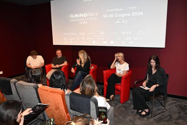 IPA85937353 - Rome: Casa del Cinema. Presentation of the Filming Italy Sardegna Festival. Pictured: Mattia Cirilli, Gabriele Cirilli, Tiziana Rocca, Micaela Ramazzotti, Domizia De Rosa  Copyright: xMaurizioxD Avanzox xDxAvanzo Provvisionatox 85937353