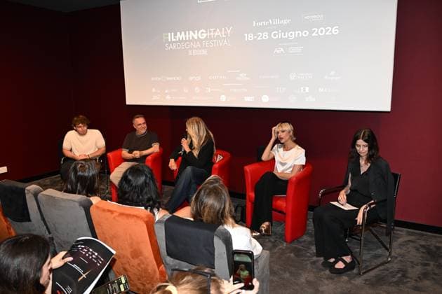 IPA85937355 - Rome: Casa del Cinema. Presentation of the Filming Italy Sardegna Festival. Pictured: Mattia Cirilli, Gabriele Cirilli, Tiziana Rocca, Micaela Ramazzotti, Domizia De Rosa  Copyright: xMaurizioxD Avanzox xDxAvanzo Provvisionatox 85937355
