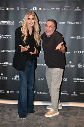 IPA85937294 - Rome: Casa del Cinema. Presentation of the Filming Italy Sardegna Festival. Pictured: Tiziana Rocca, Gabriele Cirilli  Copyright: xMaurizioxD Avanzox xDxAvanzo Provvisionatox 85937294