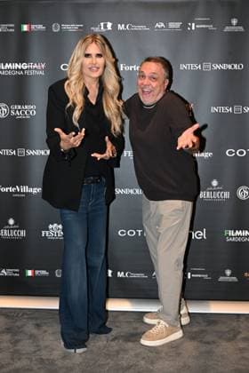 IPA85937295 - Rome: Casa del Cinema. Presentation of the Filming Italy Sardegna Festival. Pictured: Tiziana Rocca, Gabriele Cirilli  Copyright: xMaurizioxD Avanzox xDxAvanzo Provvisionatox 85937295