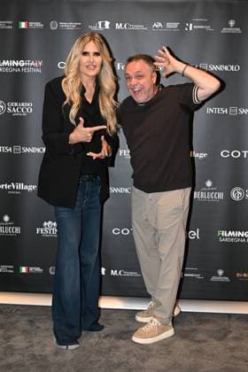 IPA85937297 - Rome: Casa del Cinema. Presentation of the Filming Italy Sardegna Festival. Pictured: Tiziana Rocca, Gabriele Cirilli  Copyright: xMaurizioxD Avanzox xDxAvanzo Provvisionatox 85937297