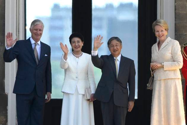 State Visit of the Emperor and the Empress of Japan to Belgium LAEKEN, BELGIUM - JUNE 22 : King Philippe - Filip of Belgium, Empress Masako of Japan, Emperor Naruhito of Japan and Queen Mathilde of Belgium pictured at the Castle of Laeken during the state visit of the Emperor and Empress of Japan to Belgium, on June 22, 2026 in Laeken, Belgium, 22 06 2026 Laeken Belgium  Copyright: xPhilipxReynaersx