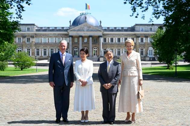 State Visit of the Emperor and the Empress of Japan to Belgium LAEKEN, BELGIUM - JUNE 22 : King Philippe - Filip of Belgium, Empress Masako of Japan, Emperor Naruhito of Japan and Queen Mathilde of Belgium pictured at the Castle of Laeken during the state visit of the Emperor and Empress of Japan to Belgium, on June 22, 2026 in Laeken, Belgium, 22 06 2026 Laeken Belgium  Copyright: xPhilipxReynaersx