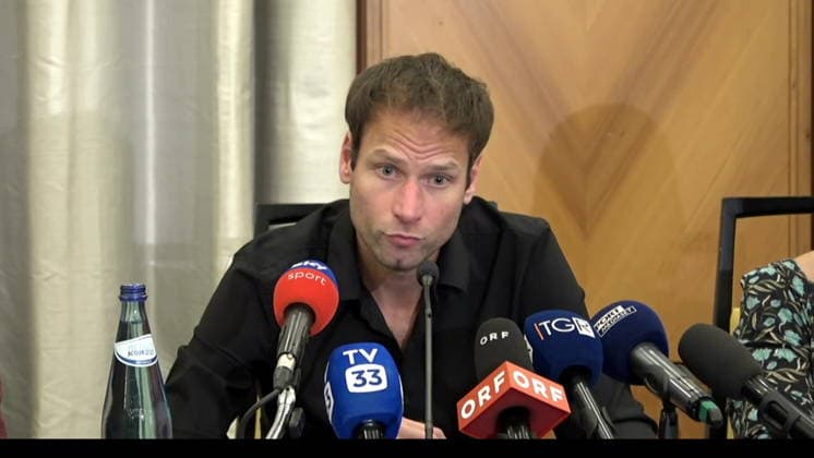 IPA85940493 - Bolzano: Alex Schwazer has called a press conference to make important announcements. These announcements concern new doping allegations brought by the German National Anti-Doping Agency. Image frame distributed by this Agency exclusively for editorial purposes. The material may originate from social media, television broadcasters, press offices, or other publicly accessible third-party sources. The Agency does not claim any ownership rights, copyrights, or licenses to the material. Any fees charged apply exclusively to the Agency’s services. The user is responsible for verifying and obtaining any rights, authorizations, or consents necessary for the use of the material.  Copyright: xAgenziaxFotogrammax xAgenziaxFotogrammax 85940493