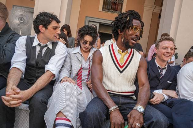 IPA85941907 - Milan, Milan Men™s Fashion Week Spring Summer 2027 - Men™s Fashion, Spring Summer 2027 - Thom Browne fashion show - front row Pictured: Bresch Cai Xukun, Saint Jhn, and Patrick Gibson  Copyright: xRiccardoxGIordanox xRiccardoxGiordanox 85941907