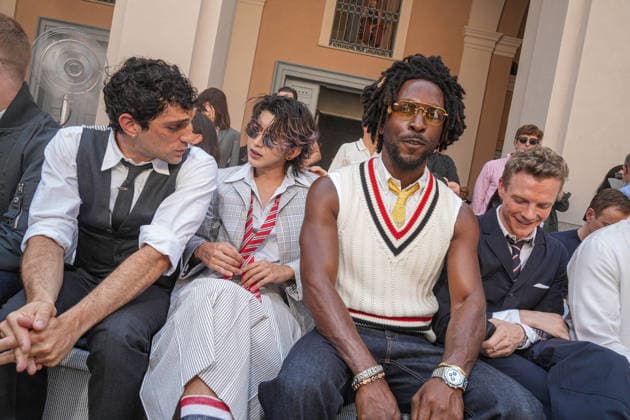 IPA85941919 - Milan, Milan Men™s Fashion Week Spring Summer 2027 - Men™s Fashion, Spring Summer 2027 - Thom Browne fashion show - front row Pictured: Bresch Cai Xukun, Saint Jhn, and Patrick Gibson  Copyright: xRiccardoxGIordanox xRiccardoxGiordanox 85941919