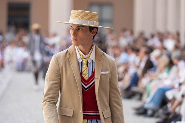 IPA85942295 - Milan, Milan Men™s Fashion Week Spring Summer 2027 - Men™s Fashion, Spring Summer 2027 - Thom Browne fashion show - runway in the photo: Model  Copyright: xRiccardoxGIordanox xRiccardoxGiordanox 85942295