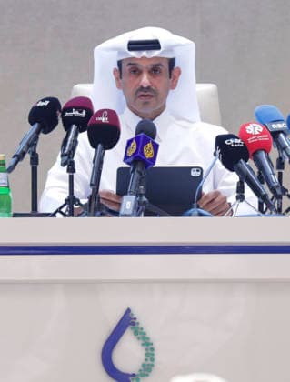 Saad bin Sherida Al Kaabi press conference Qatar s Minister of State for Energy Affairs and President and CEO of QatarEnergy, Saad Sherida Al-Kaabi, speaks during a press conference in Doha, Qatar, on June 22, 2026. QatarEnergy held the briefing following an operational incident that resulted in an explosion and fire at the Barzan gas processing facility in Ras Laffan Industrial City on the evening of June 21. DOHA Qatar Copyright: xNOUSHADx
