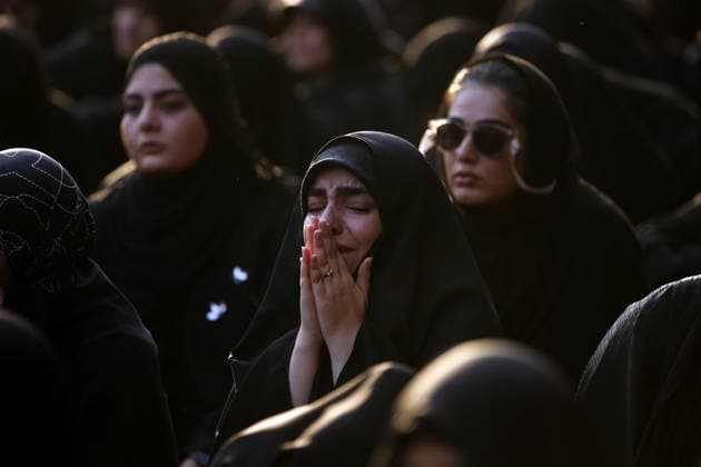 Iranians gather to mark Muharram in Tehran TEHRAN, IRAN - JUNE 22: Shiite Muslims dressed in black wear religious headbands attends a mourning ceremony marking the month of Muharram at the Imamzadeh Ali Akbar Shrine in northern Tehran, Iran on June 22, 2026. Participants gathered to commemorate Hazrat Hussein, the grandson of Prophet Muhammad, and his 72 companions who were martyred in the Battle of Karbala, accompanying the traditional elegies and lamentations. Fatemeh Bahrami Anadolu Tehran Iran. Editorial use only. Please get in touch for any other usage.  Copyright: x2026xAnadoluxFatemehxBahramix