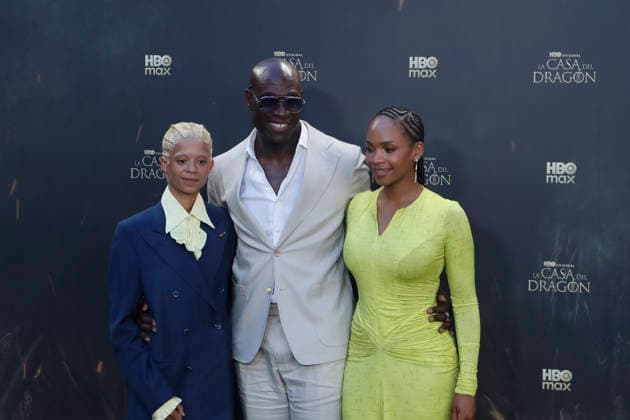 June 22, 2026, Madrid, Madrid, Spain: British actress PHOEBE CAMPBELL (L) who plays Lady Rhaena Targaryen, British actor STEVE TOUSSAINT (C) who plays Lord Corlys Velaryon and British actress BETHANY ANTONIA (R) who plays Lady Baela Targaryen pose together on the red carpet during the special screening event for the first episode of season three of the HBO series House of the Dragon . The premiere was held at the Terraza del Campo del Moro in Madrid. The highly anticipated fantasy series is based on George R R Martins book Fire and Blood and explores the epic history of House Targaryen set two hundred years before the events of Game of Thrones Madrid Spain - ZUMAo127 20260622_zep_o127_137 Copyright: xHugoxOrtunox