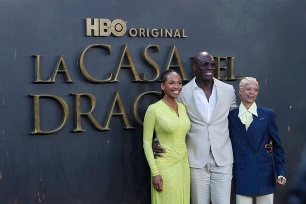 June 22, 2026, Madrid, Madrid, Spain: British actress PHOEBE CAMPBELL (L) who plays Lady Rhaena Targaryen, British actor STEVE TOUSSAINT (C) who plays Lord Corlys Velaryon and British actress BETHANY ANTONIA (R) who plays Lady Baela Targaryen pose together on the red carpet during the special screening event for the first episode of season three of the HBO series House of the Dragon . The premiere was held at the Terraza del Campo del Moro in Madrid. The highly anticipated fantasy series is based on George R R Martins book Fire and Blood and explores the epic history of House Targaryen set two hundred years before the events of Game of Thrones Madrid Spain  - ZUMAo127 20260622_zep_o127_158 Copyright: xHugoxOrtunox